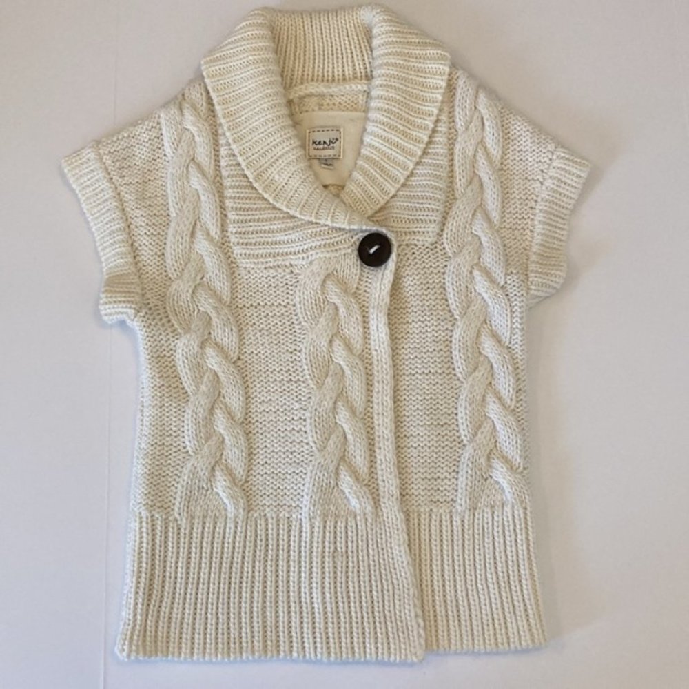 Kenji Braided Knit Chunky Sleeveless Open Front Sweater Size: Small